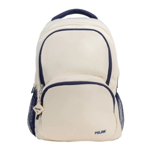 sac à dos scolaire 4 fermeture éclair 25l sac à dos scolaire avec 4 fermeture éclair, couleur beige et bleu marine, série 1918.