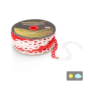 chaîne en plastique blanche et rouge, 25m