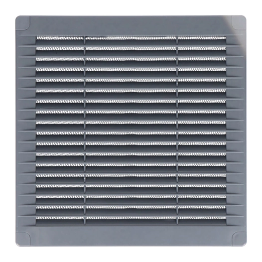 2 grille d'aération carrée avec prises et moustiquaire 100x100x7mm abs gris