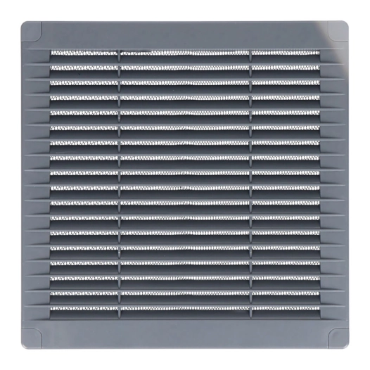 2 grille d'aération carrée avec bouchons et moustiquaire 150x150x7mm abs gris