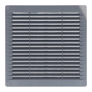 2 grille d'aération carrée avec bouchons et moustiquaire 150x150x7mm abs gris