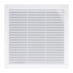 grille d'aération carrée avec prises et moustiquaire 200x200x7mm abs blanc