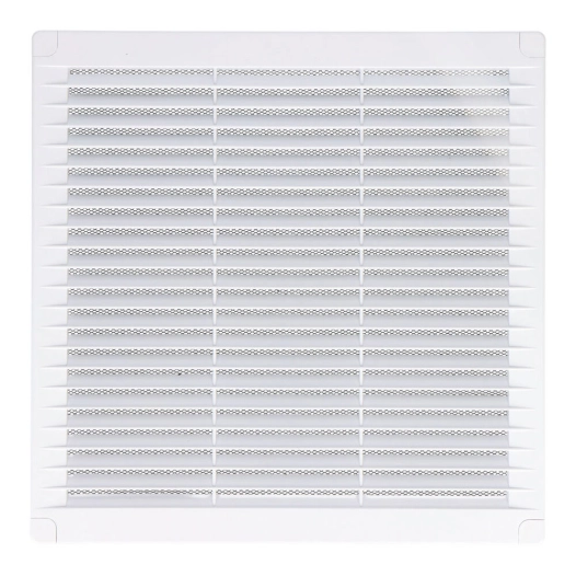grille d'aération carrée avec bouchons et moustiquaire 250x250x7mm abs blanc