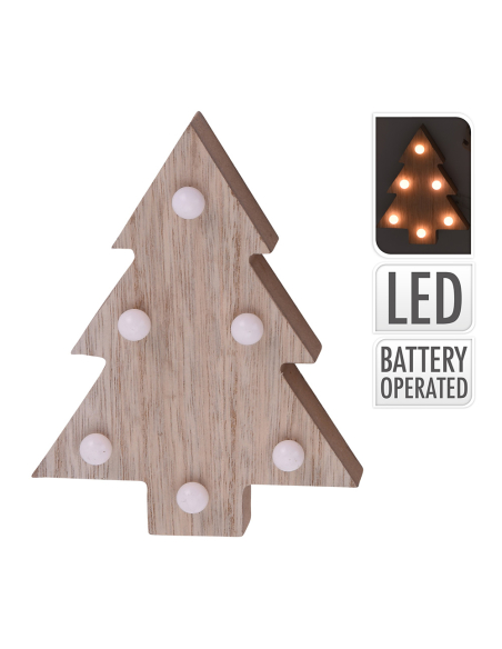 figurine en bois décorative pour noel avec leds 10x3x13cm couleurs / modèles assortis