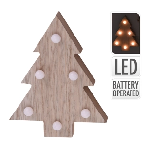 figurine en bois décorative pour noel avec leds 10x3x13cm couleurs / modèles assortis
