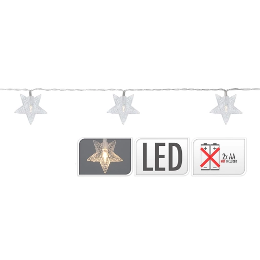 guirlande 10 leds avec piles étoiles lumière froide 1,3m