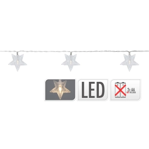 guirlande 10 leds avec piles étoiles lumière froide 1,3m
