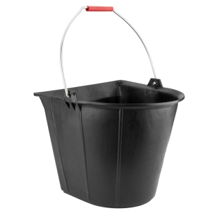cube industriel plat 13 l en caoutchouc synthétique noir, avec poignée en métal. ø340x320x230mm