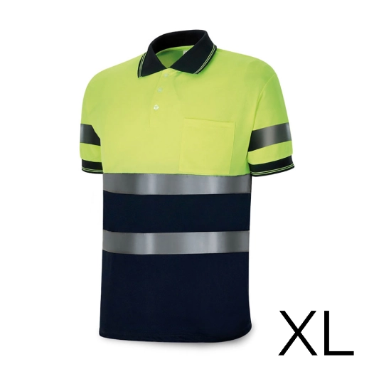 polo bicolore à manches courtes haute visibilité. tissu polyester 160g. respirant taille xl 1288pavxmcyfa/xl marca
