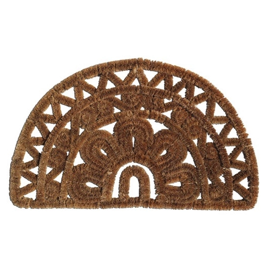 tapis en coco naturel et métal forme demi-lune 45 x 75 cm - idmat