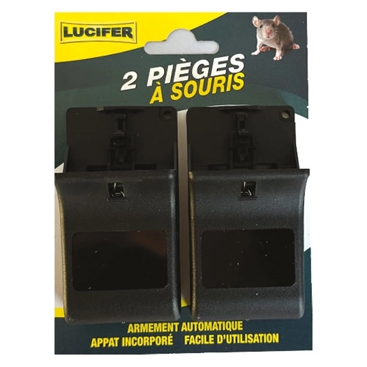 carte de 2 pièges souris préappâtés - lucifer