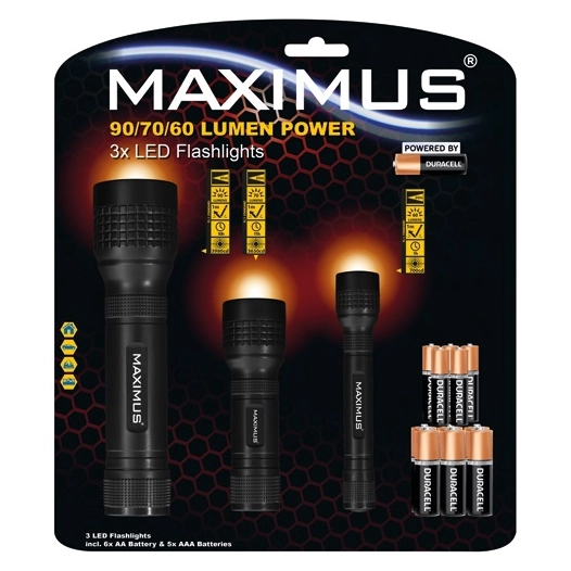 lampe torche x3 60 70 90 lumens - maximus