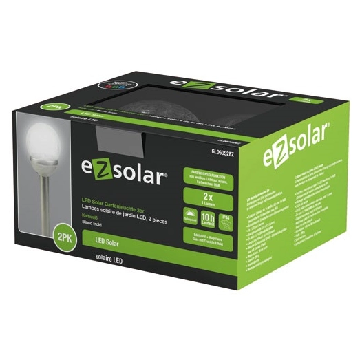 bornes solaires multicolores pack de 2 blanc froid 2 lumens - ezsolar