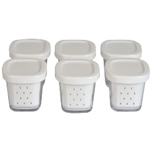 lot de 6 pots à yaourts couvercle blanc - moulinex