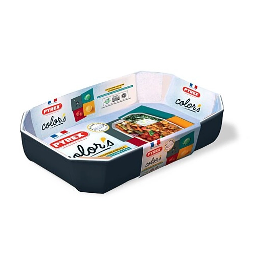 Plat à four verre rectangulaire 33x22cm Colors gris - PYREX