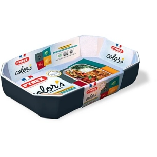 Plat à four verre rectangulaire 33x22cm Colors gris - PYREX