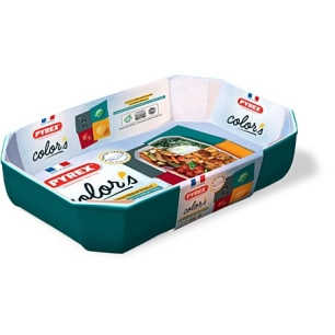 Plat à four verre rectangulaire 33x22x7cm Colors peackok - PYREX