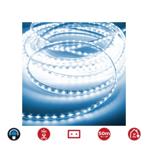 bobine ruban led 50m. 60 leds/m 4,2w/m bleu edm 220v-240v (usage int. ext.)
