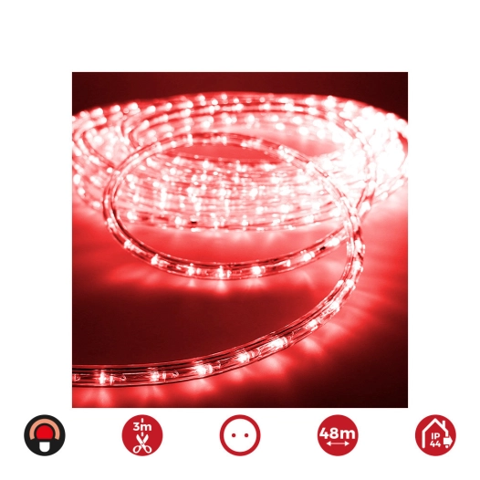 tube flexiled led 2 voies multifonction 48m.36 leds/m rouge ip44 ( usage int. ext.) edm
