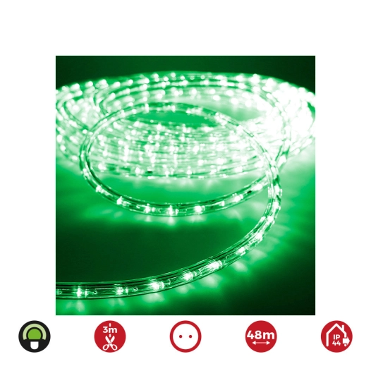 tube flexiled led 2 voies multifonction 48m.36 leds/m vert 48m ip44 ( usage int. ext.) edm