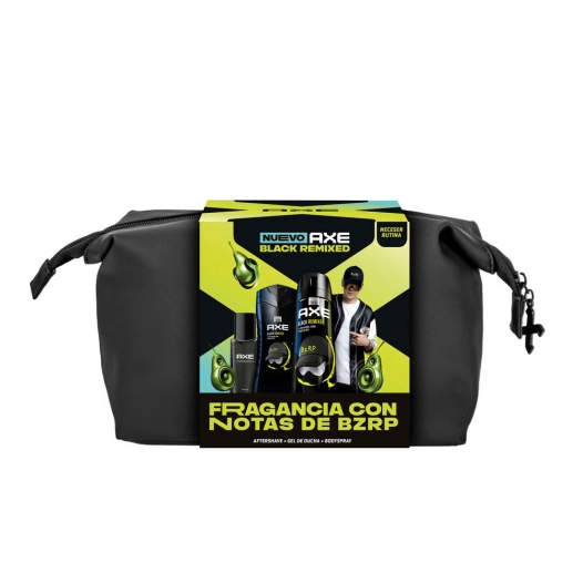axe dark bizarrap trousse de toilette + gel + déodorant+ après-rasage