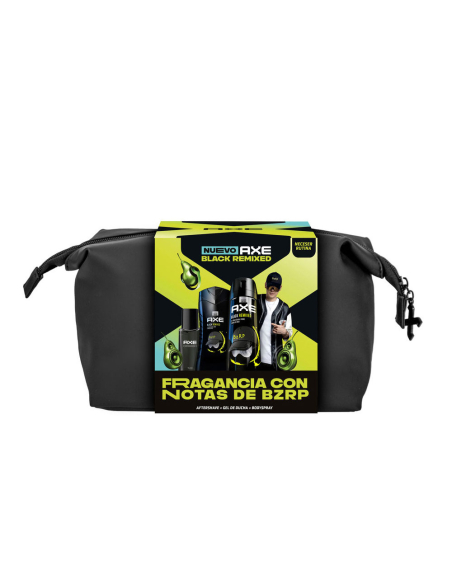 axe dark bizarrap trousse de toilette + gel + déodorant+ après-rasage