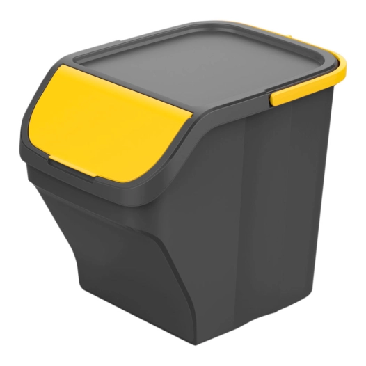seau stack n sort gris 25l avec couvercle jaune