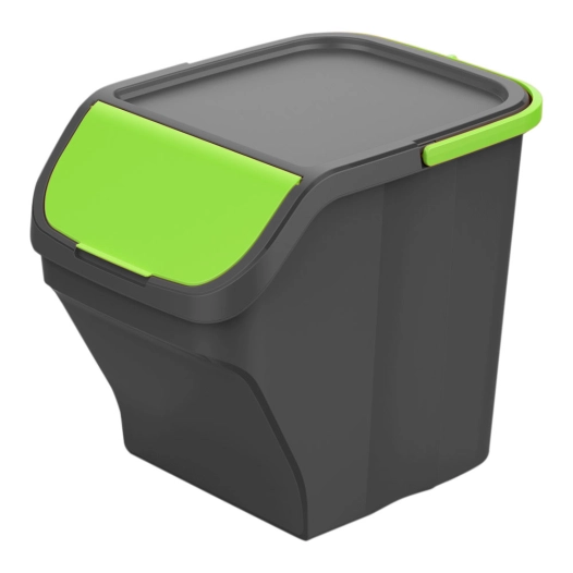 seau stack n sort gris 25l avec couvercle vert