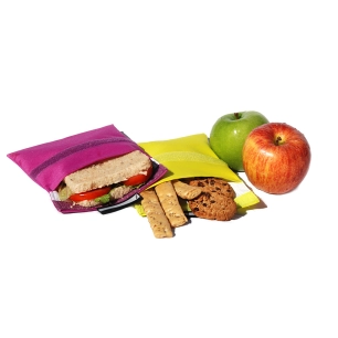 snack'n'go porte-snack réutilisable lilas-jaune 14x14cm et 20x20cm, 2 unités