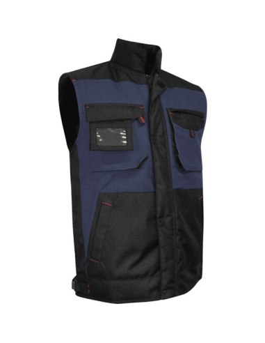 bodywarmer sable tricolor gris/noir/rouge multipoches matelasse 100981-grfno-3