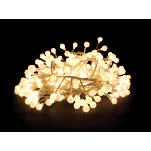 clusterlight led - 3.2 m - 256 boules - blanc chaud - câble transparent - 24 v