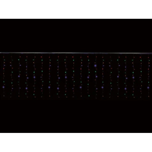 cascade light led - 4 x 1.3 m - 300 led - multicolore - câble transparent - 24 v