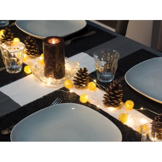 microlight led - câble tressé - 90 m - 90 led - blanc chaud - câble transparent - 3.6 v