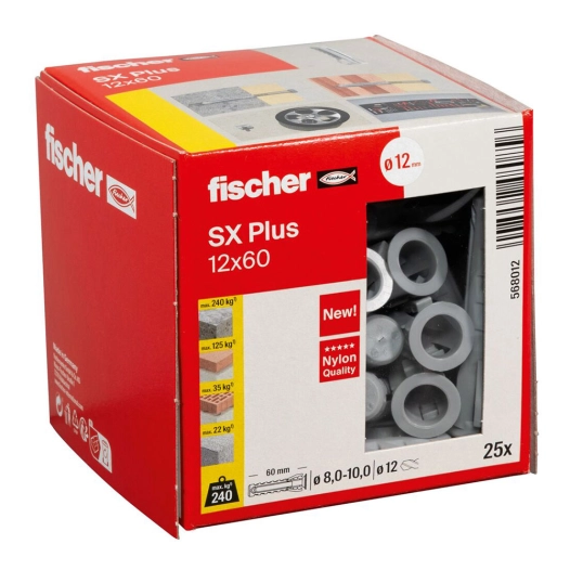 cheville fischer sx plus 12x60 25u n12 568012