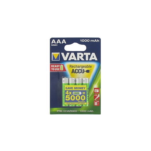 blister de 4 accumulateurs rechargeables varta nimh 1,2v - 1000 mah - type aaa hr03.
