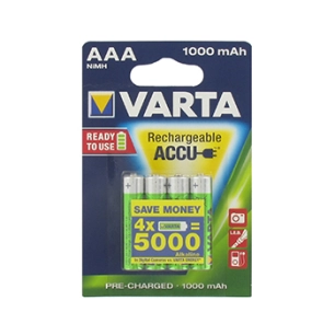 blister de 4 accumulateurs rechargeables varta nimh 1,2v - 1000 mah - type aaa hr03.