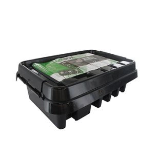 boitier étanche dribox pour connexions électriques en extérieur. niveau de protection ip55. dimensions 285x150x110mm. bac noir.