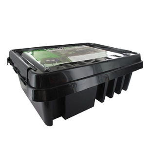 boitier étanche dribox pour connexions électriques en extérieur. niveau de protection ip55. dimensions 330x230x140mm. bac noir.