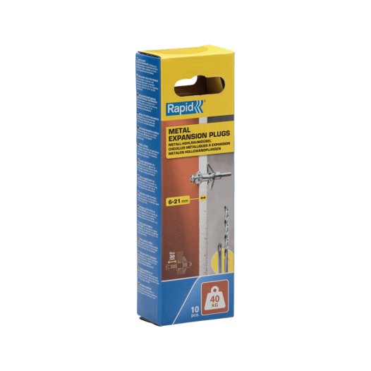 Chevilles à Expansion Ø11x52, 40kg, Vis M5x63 - Boîte de 10 pcs avec forêt et embout de vissage