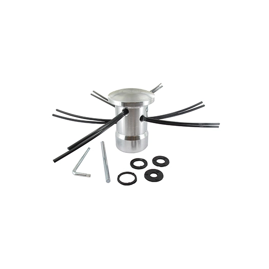 tête universelle 6 fils (12 en sortie) tout aluminium power mulcher. s'adapte sur les débroussailleuses de 40 cm3 ou plus, avec