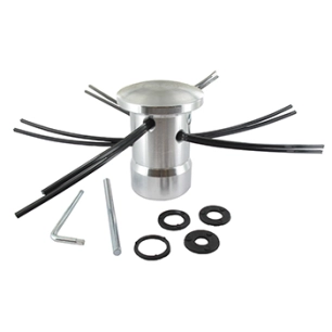 tête universelle 6 fils (12 en sortie) tout aluminium power mulcher. s'adapte sur les débroussailleuses de 40 cm3 ou plus, avec