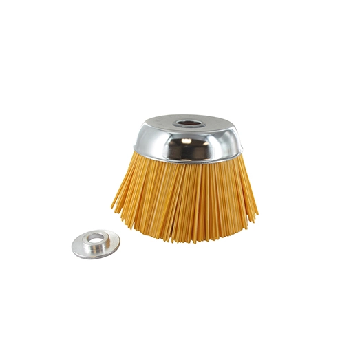 tête brosse conique à brins nylon pour débroussailleuse. diamètre extérieur 170 mm, alésage 25,4 mm avec bague de réduction 20mm