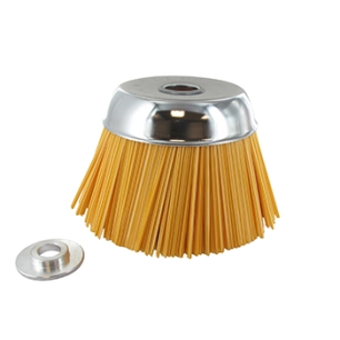 tête brosse conique à brins nylon pour débroussailleuse. diamètre extérieur 170 mm, alésage 25,4 mm avec bague de réduction 20mm