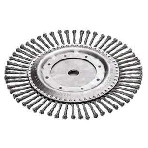 brosse ronde ø 300 mm avec brins en acier torsadés très résistants. alésage de 20 mm. idéale pour travail difficile d'accès, les