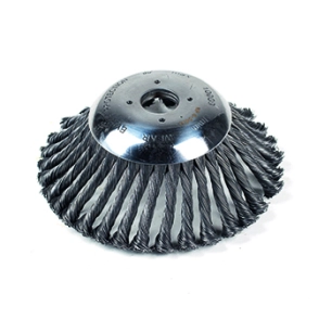 brosse conique ø 170 mm avec brins en acier torsadés très résistants. alésage de 20 mm. idéale pour travail sur les pavés, les s