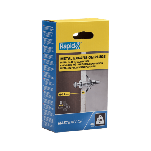 Chevilles à Expansion Ø13x52, 40kg, Vis M6x63 - Boîte de 40 pcs - RAPID