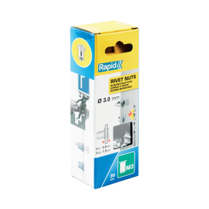 M3 - Ecrous à sertir pour vis Ø3mm - Boite 20 + forêt - RAPID