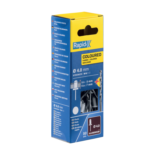 Rivets Blanc Ø4.0 x 10mm - Boite 50 + forêt - RAPID