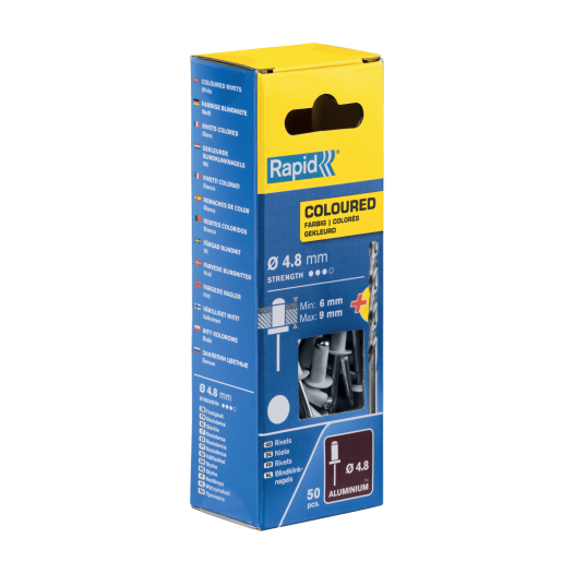 Rivets Blanc Ø4.8 x 12mm - Boite 50 + forêt - RAPID