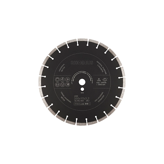 disque diamant segmenté proline ø350mm, segments (longueur x épaisseur) 10 x 2,8 mm, alésage 25,4mm. applications: a sec ou humi